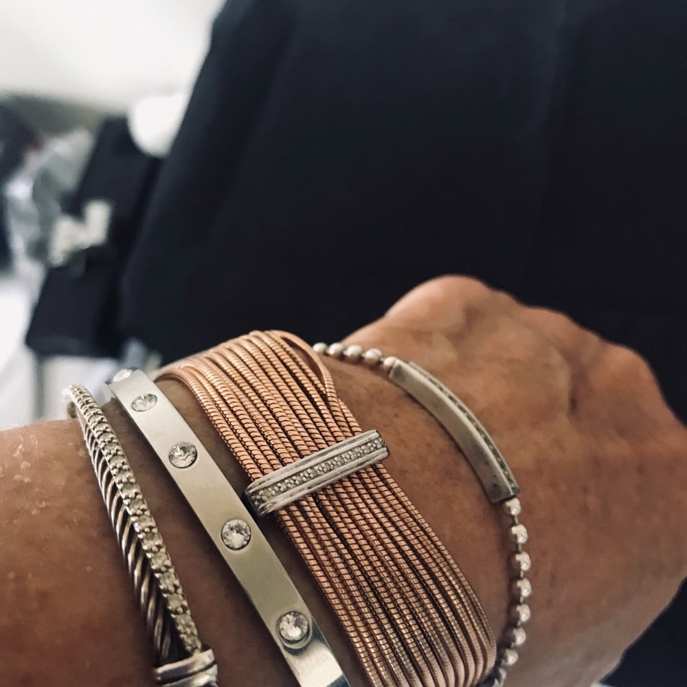 Rose tone with diamonds bracelet 925 - Picture 6 of 12